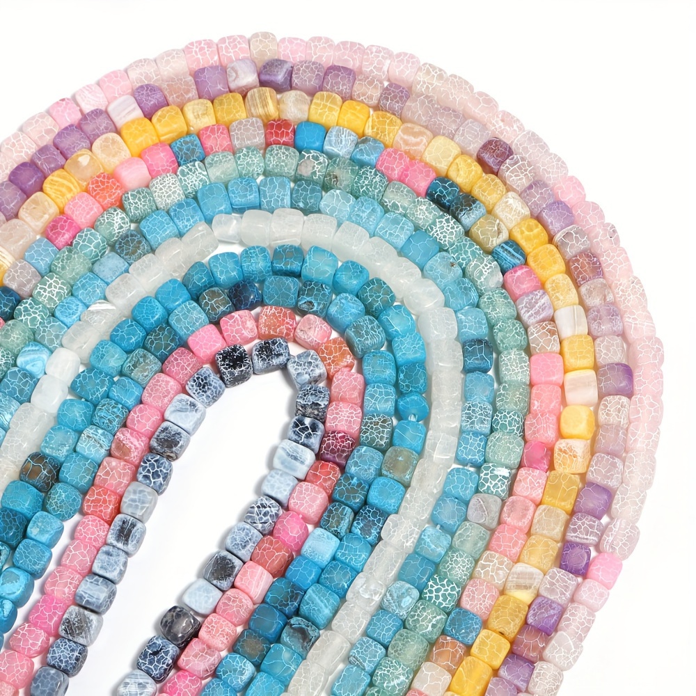 Natural Weathered Square Agate Bead Bracelet for DIY Handmade Weaving